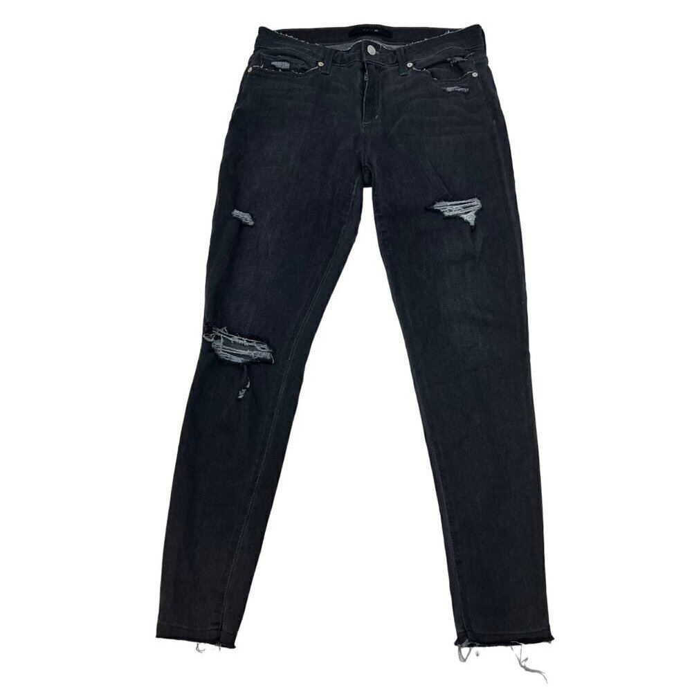 Joe’s Womens Raw Hem Distressed Skinny Ankle Jeans Faded Black Size 29 Waist